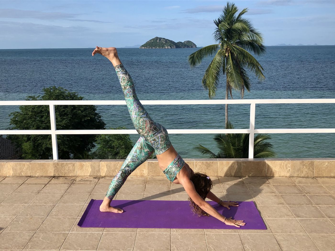 Three-legged downward dog with one leg lifted
