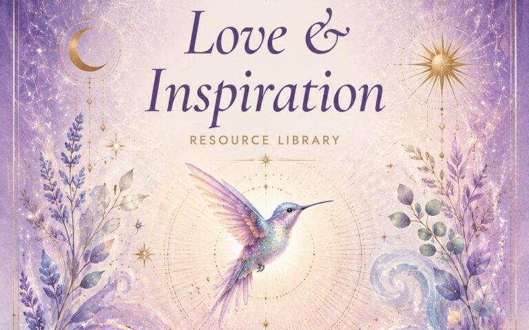 Love and Inspiration Resource Library, a hummingbird among lavender and gold stars
